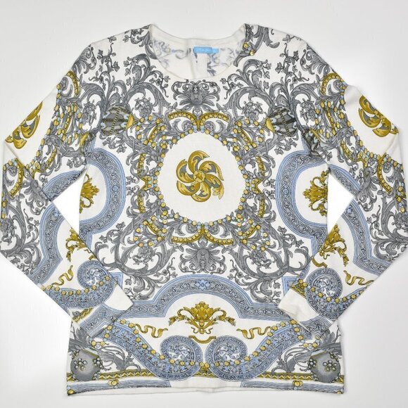 J. McLaughlin Sweaters - J. McLaughlin Printed Long Sleeve Button Back Sweater